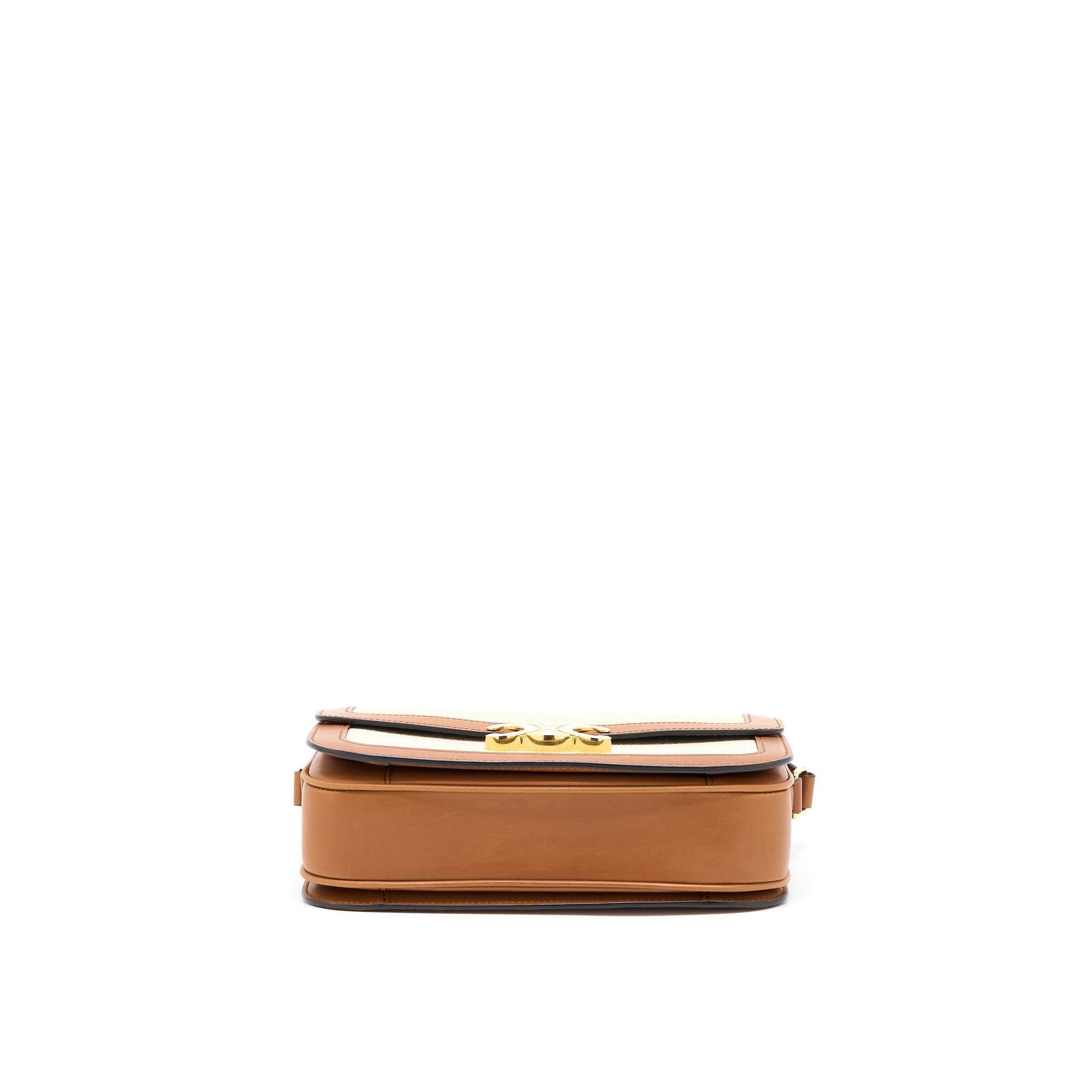 CELINE MEDIUM TRIOMPHE BAG IN TEXTILE NATURAL CALFSKIN GHW