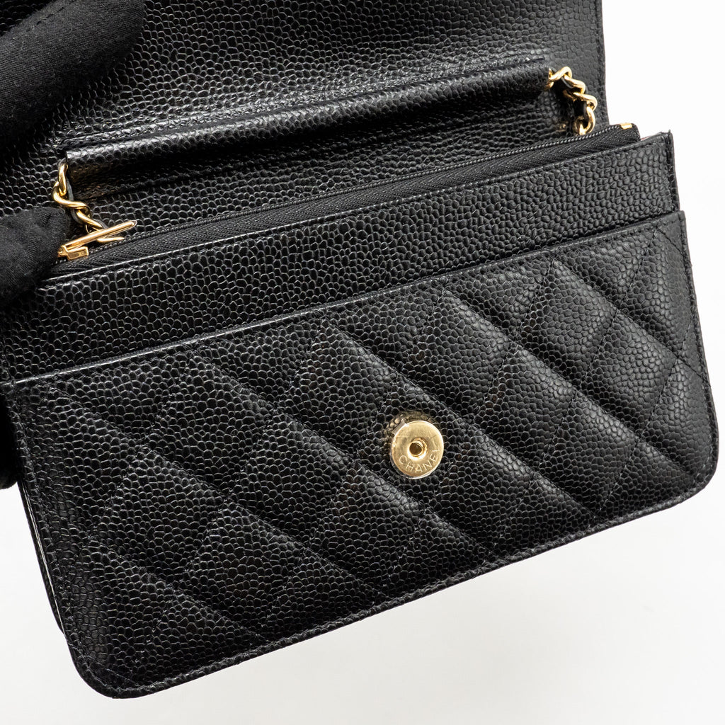 CHANEL CLASSIC WALLET ON CHAIN CAVIAR BLACK GHW(MICROCHIP)