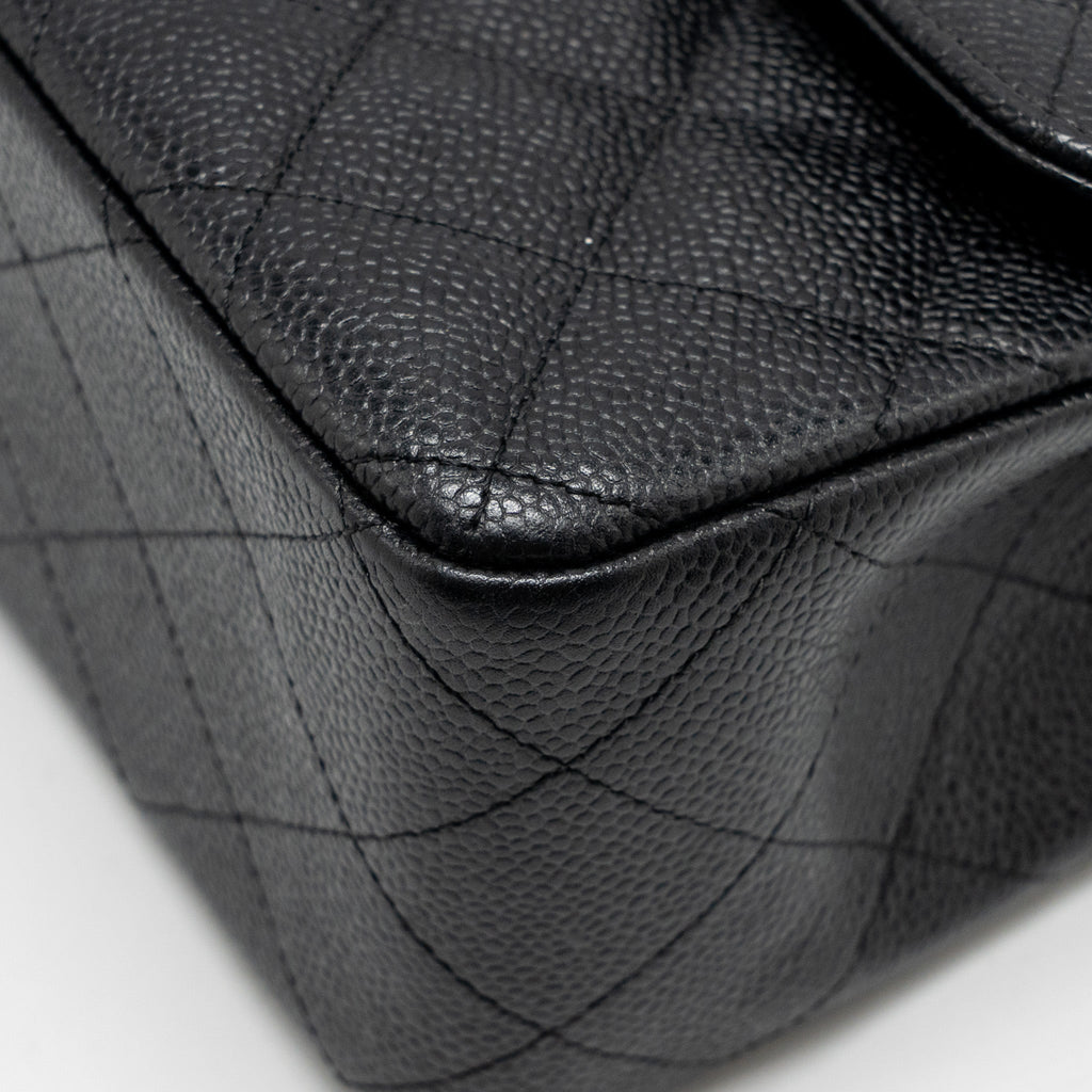 CHANEL JUMBO CLASSIC DOUBLE FLAP BAG CAVIAR BLACK SHW