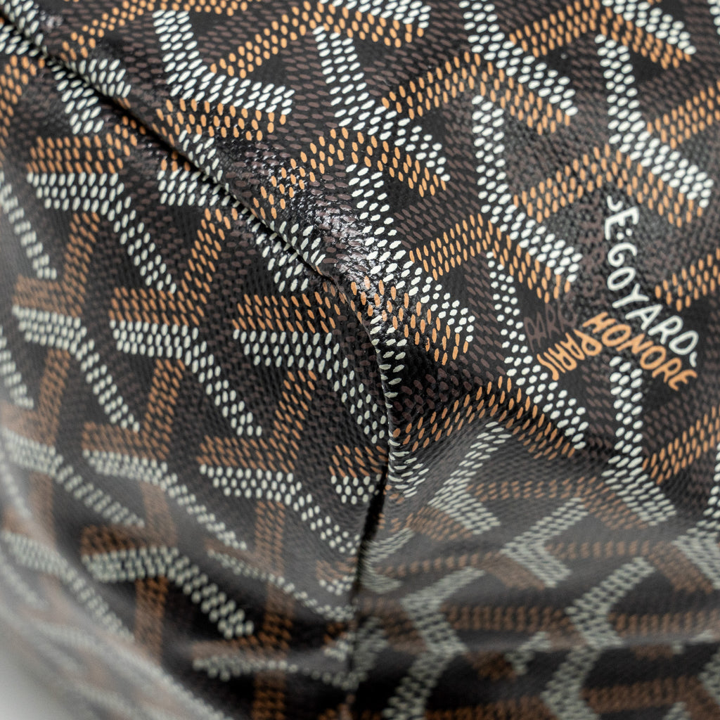 GOYARD SAINT LOUIS PM TOTE BAG GOYARDINE CANVAS / CALFSKIN BLACK SHW