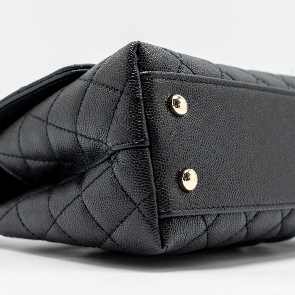 CHANEL SMALL COCO HANDLE CAVIAR BLACK LGHW(MICROCHIP)