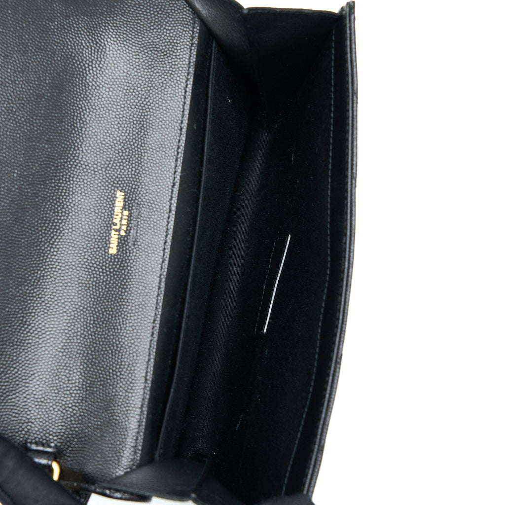 SAINT LAURENT/YSL ENVELOP CLUTCH GRAINED CALFSKIN BLACK GHW