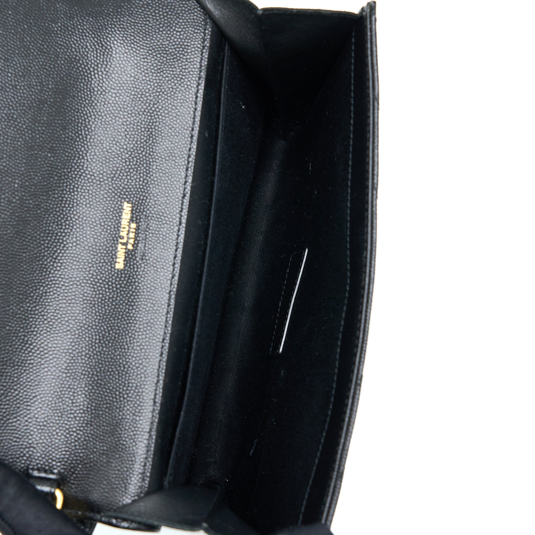 SAINT LAURENT/YSL ENVELOP CLUTCH GRAINED CALFSKIN BLACK GHW