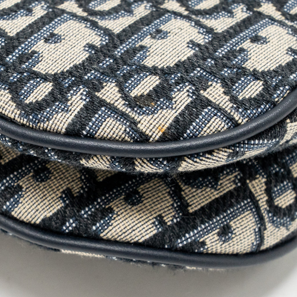 DIOR MINI SADDLE BAG OBLIQUE JACQUARD CANVAS BLUE GHW