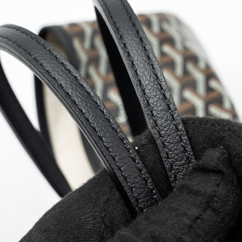 GOYARD SAINT LOUIS PM TOTE BAG GOYARDLINE CANVAS / CALFSKIN BLACK SHW