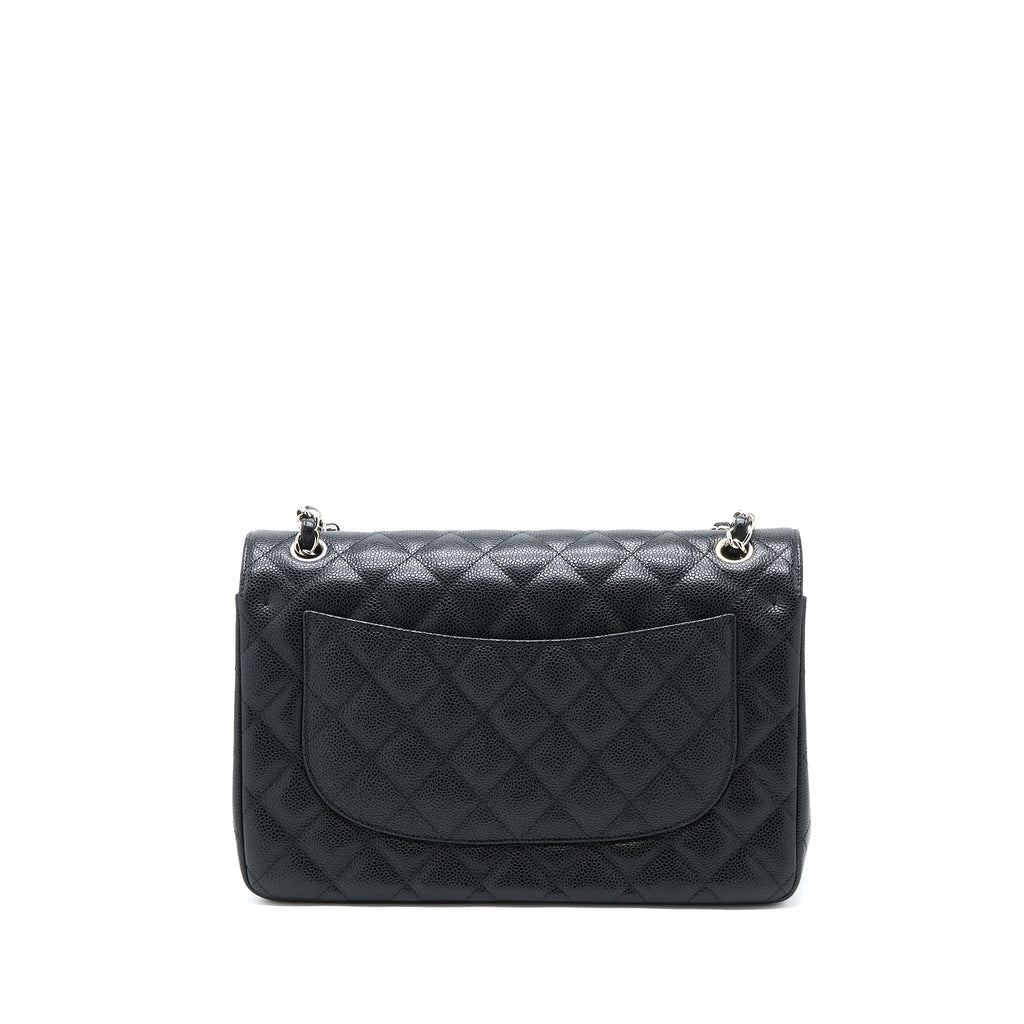 CHANEL JUMBO CLASSIC DOUBLE FLAP BAG CAVIAR BLACK SHW