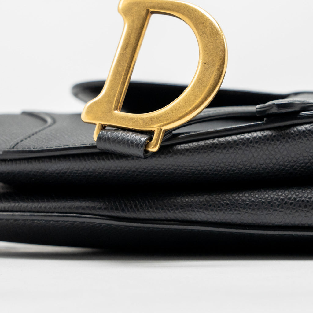 DIOR MINI SADDLE GRAINED CALFSKIN BLACK GHW