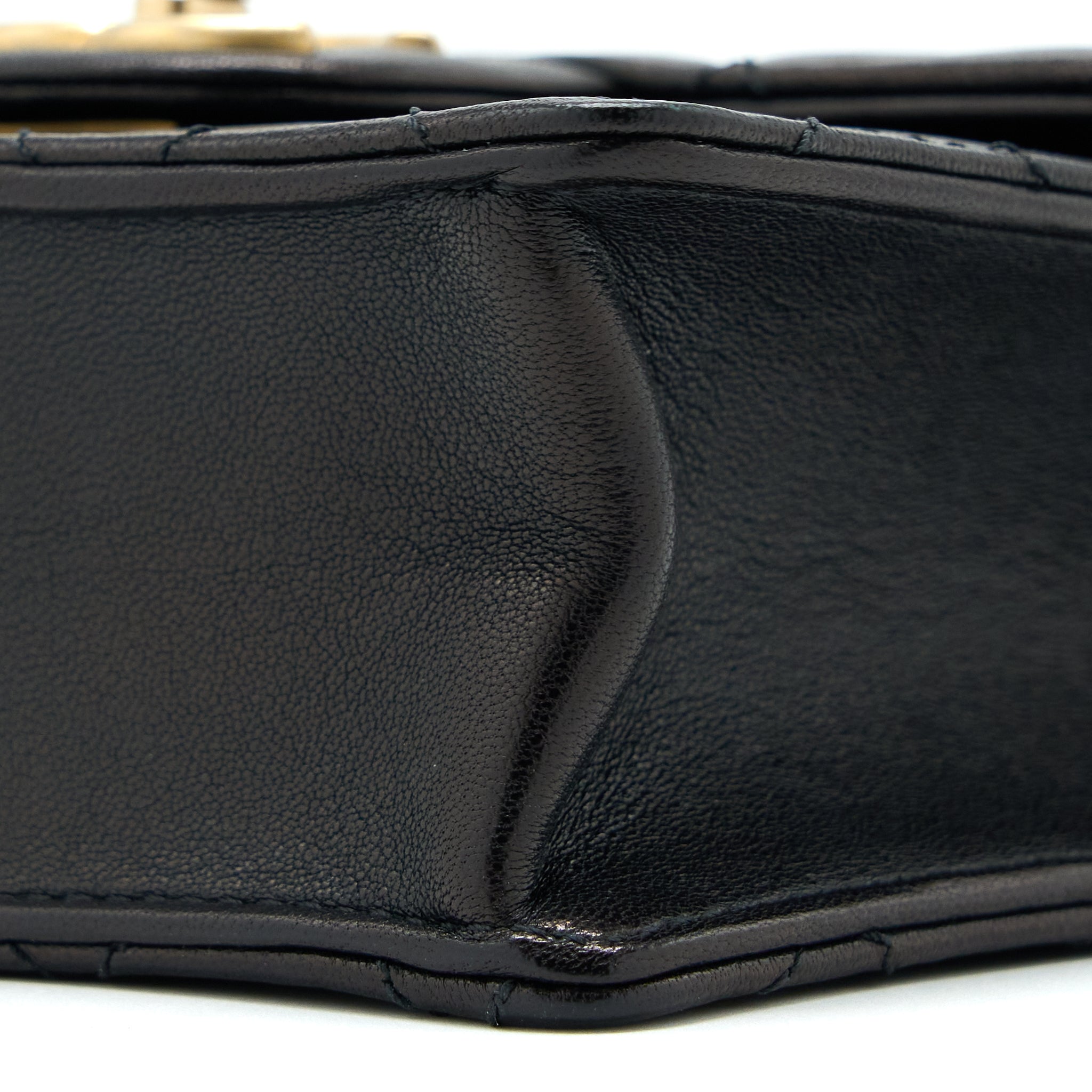 CHANEL VERTICAL PEARL FLAP BAG GOATSKIN BLACK GHW