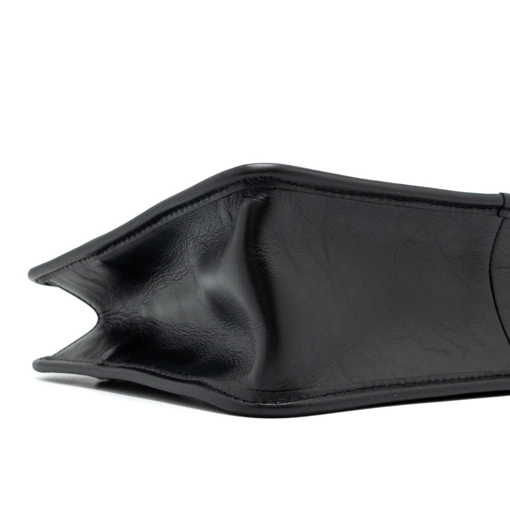 CHANEL 23S CLUTCH BAG WITH CHAIN CALFSKIN BLACK BRUSHED GHW (MICROCHIP)