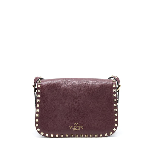 VALENTINO ROCKSTUD FLAP CROSSBODY BAG DARK RED LGHW