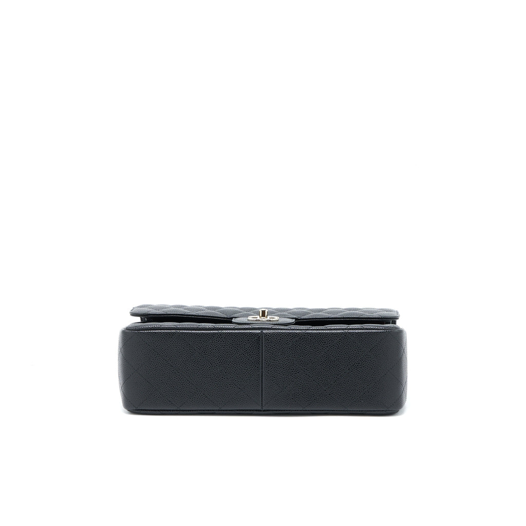 CHANEL JUMBO CLASSIC DOUBLE FLAP BAG CAVIAR BLACK SHW