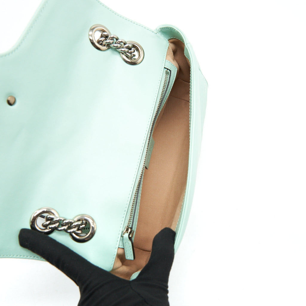 GUCCI SMALL GG MARMONT BAG LIGHT GREEN SHW