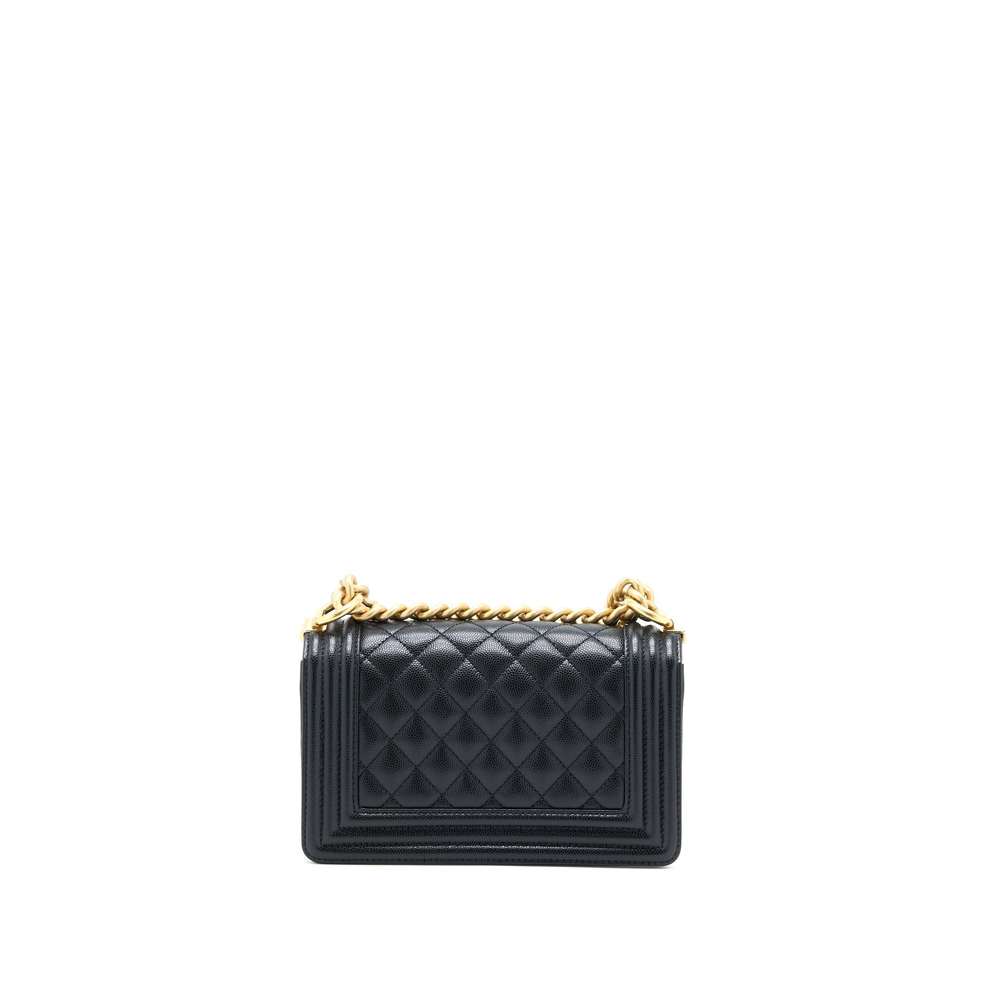 CHANEL SMALL BOY BAG CAVIAR BLACK GHW (MICROCHIP)