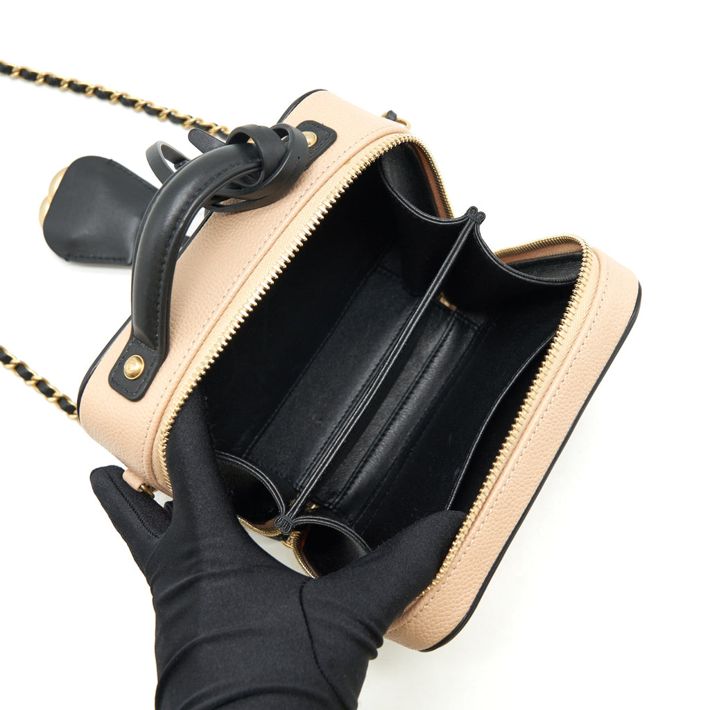 CHANEL MINI VANITY FILIGREE CAVIAR BEIGE / BLACK LGHW