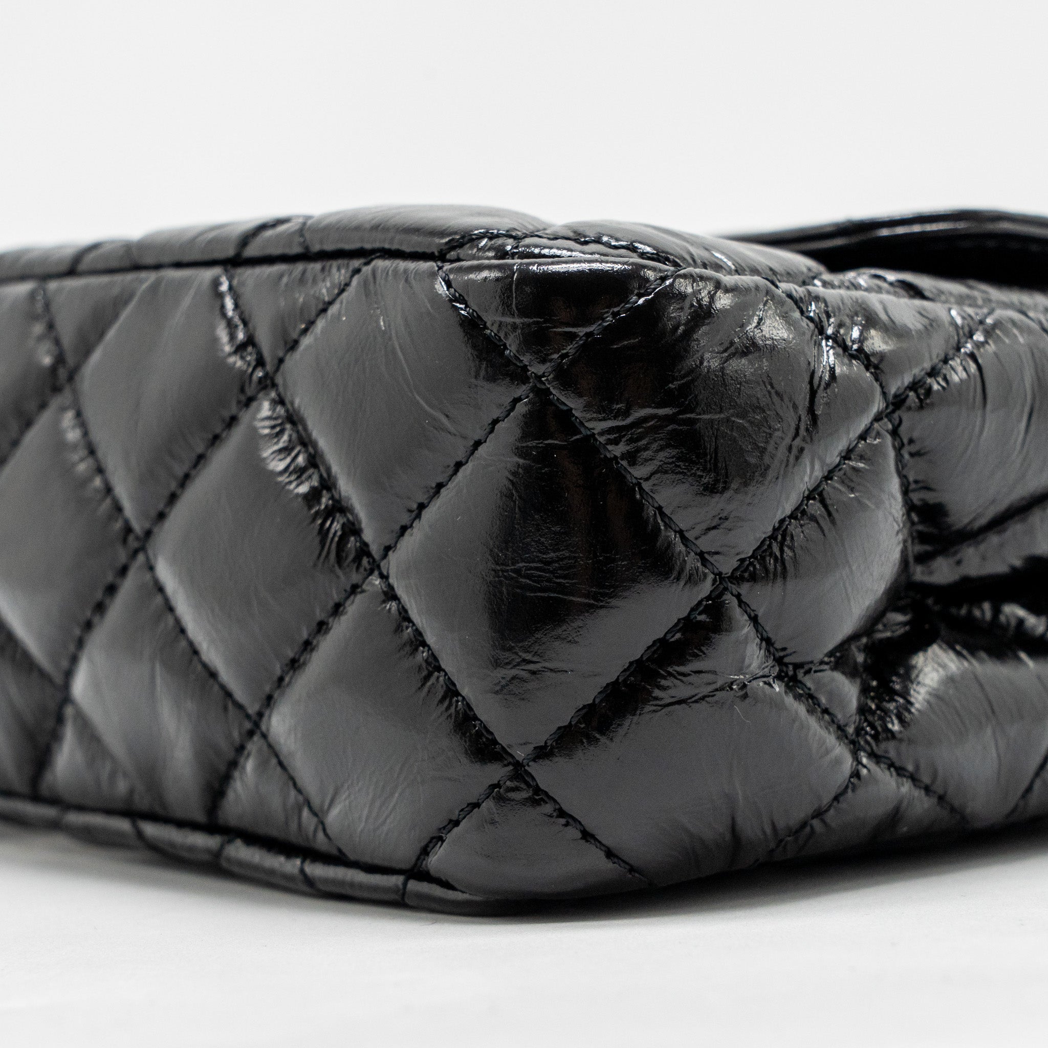 CHANEL 23P HOBO BAG SHINY CALFSKIN BLACK BRUSHED GHW(MICROCHIP)