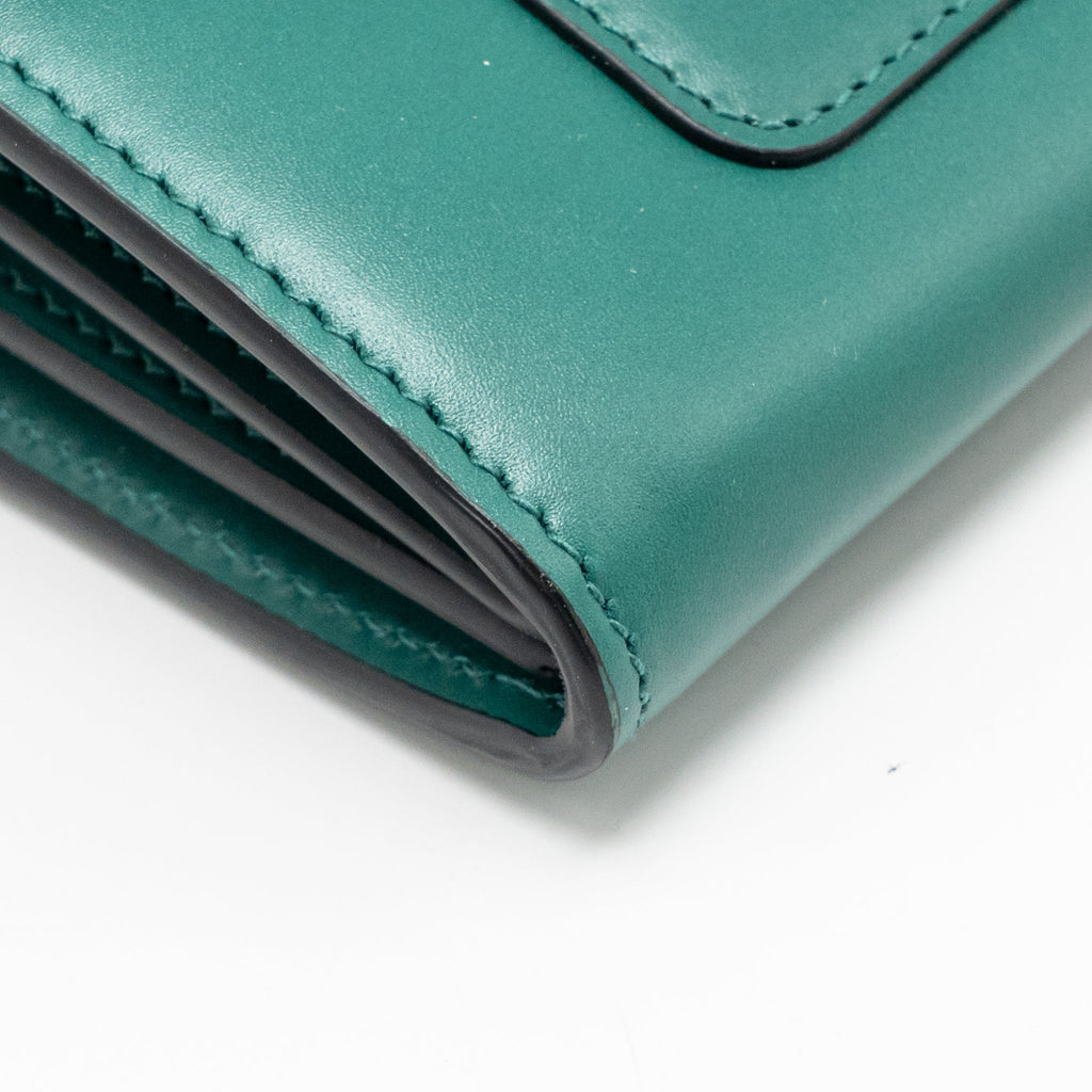 BVLGARI SERPENTI FLAP WALLET WITH CHAIN CALFSKIN GREEN LGHW