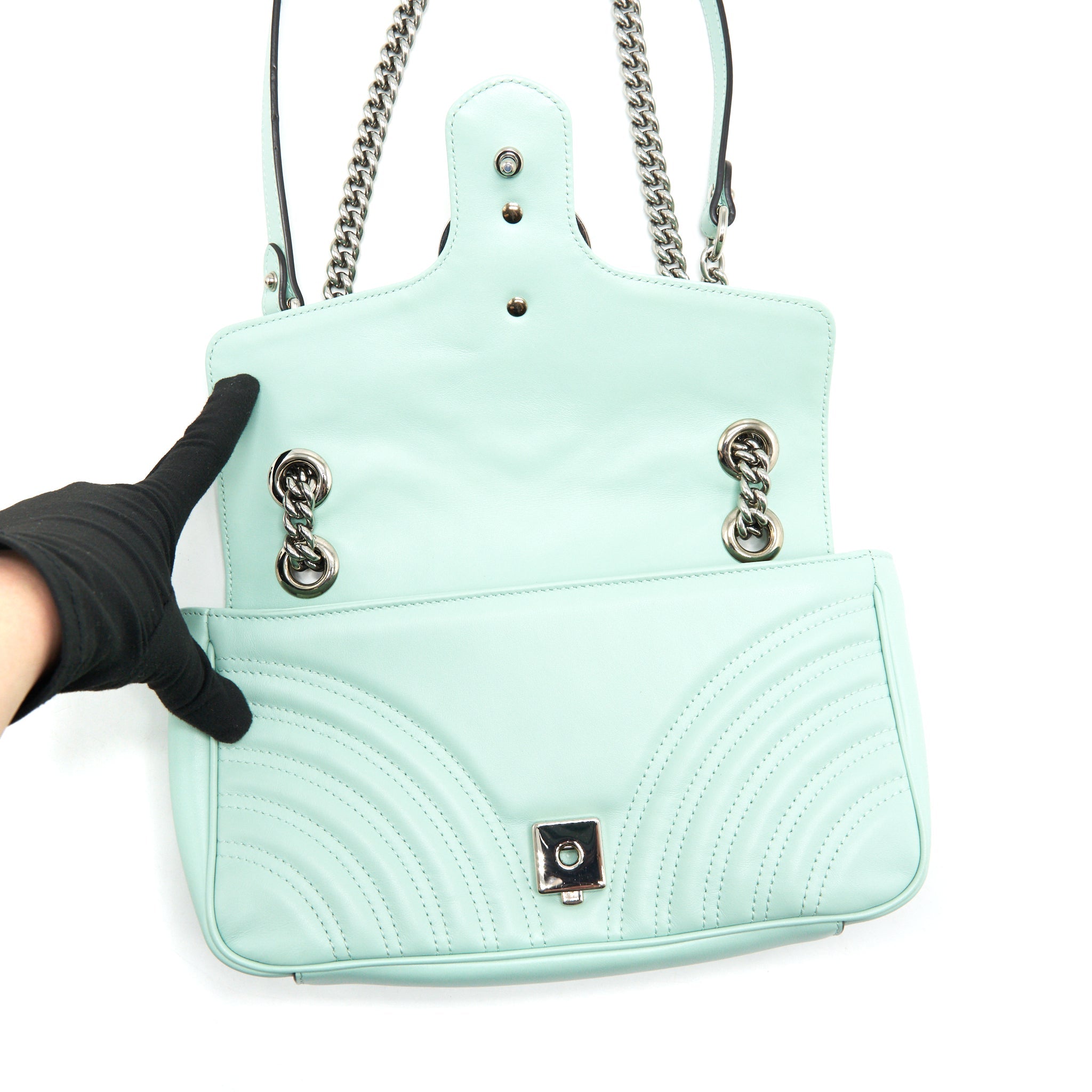 GUCCI SMALL GG MARMONT BAG LIGHT GREEN SHW