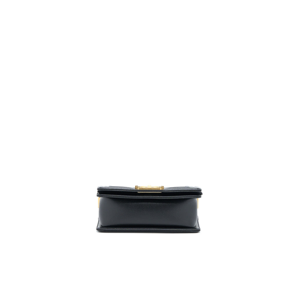 CHANEL SMALL BOY BAG CAVIAR BLACK GHW (MICROCHIP)