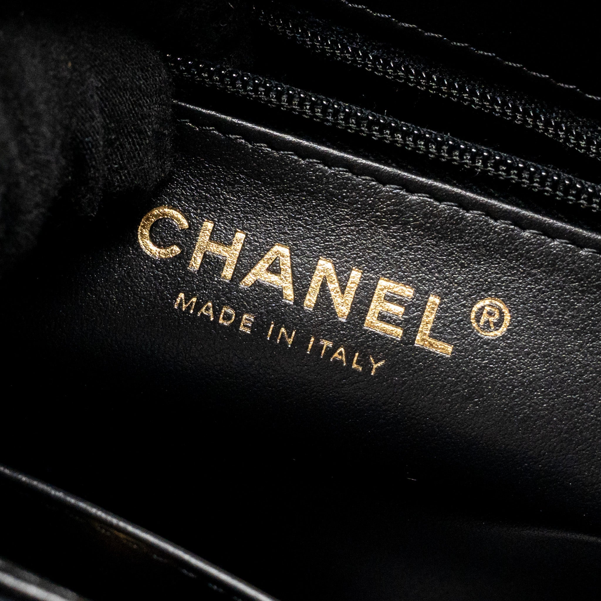 CHANEL MINI KELLY SHOPPING TOTE BAG CALFSKIN BLACK GHW (MICROCHIP)