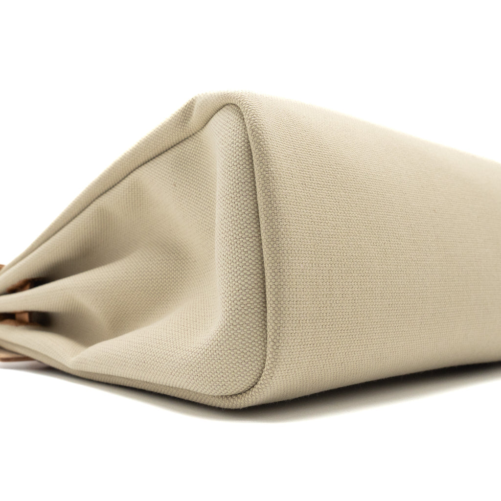 HERMES HERBAG 31 ZIP BAG CANVAS/VACHE HUNTER BETON/NATUREL SABLE SHW