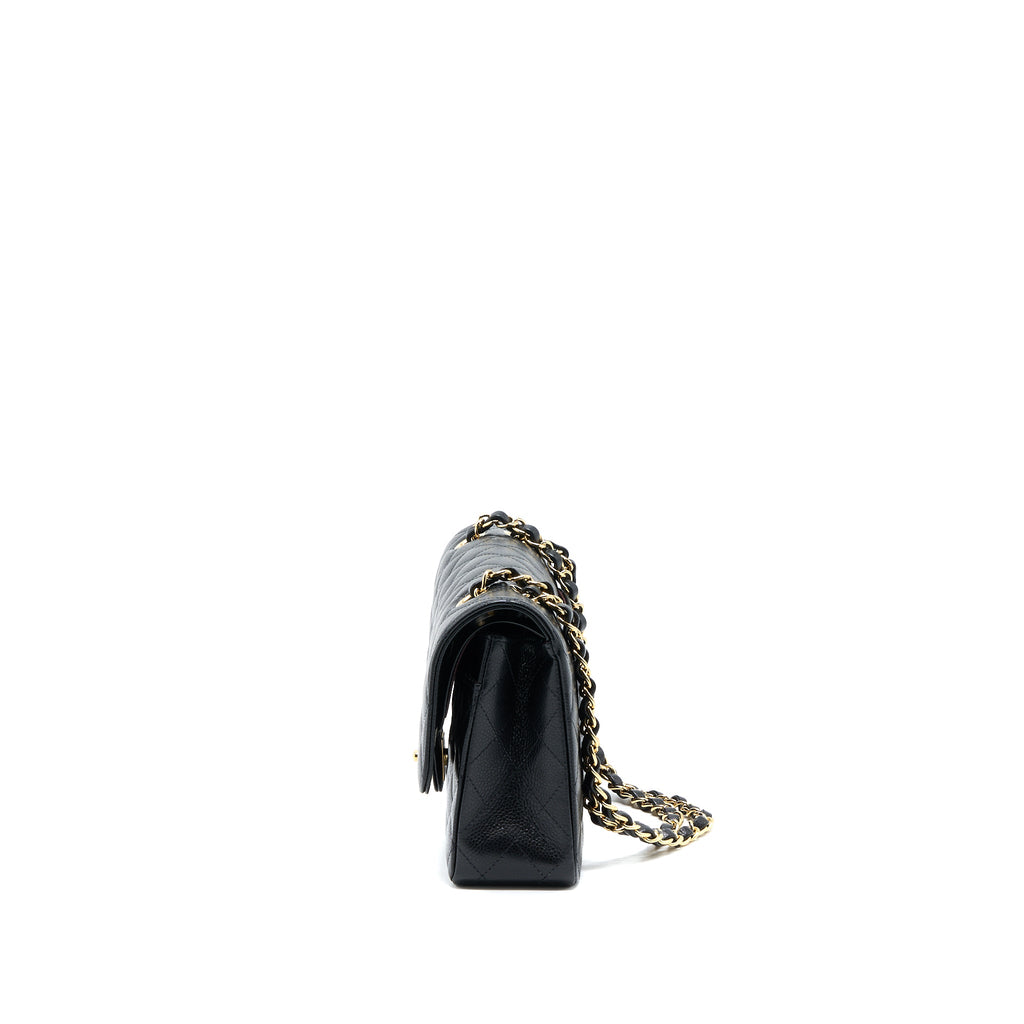 CHANEL MEDIUM CLASSIC DOUBLE FLAP BAG CAVIAR BLACK GHW (MICROCHIP)