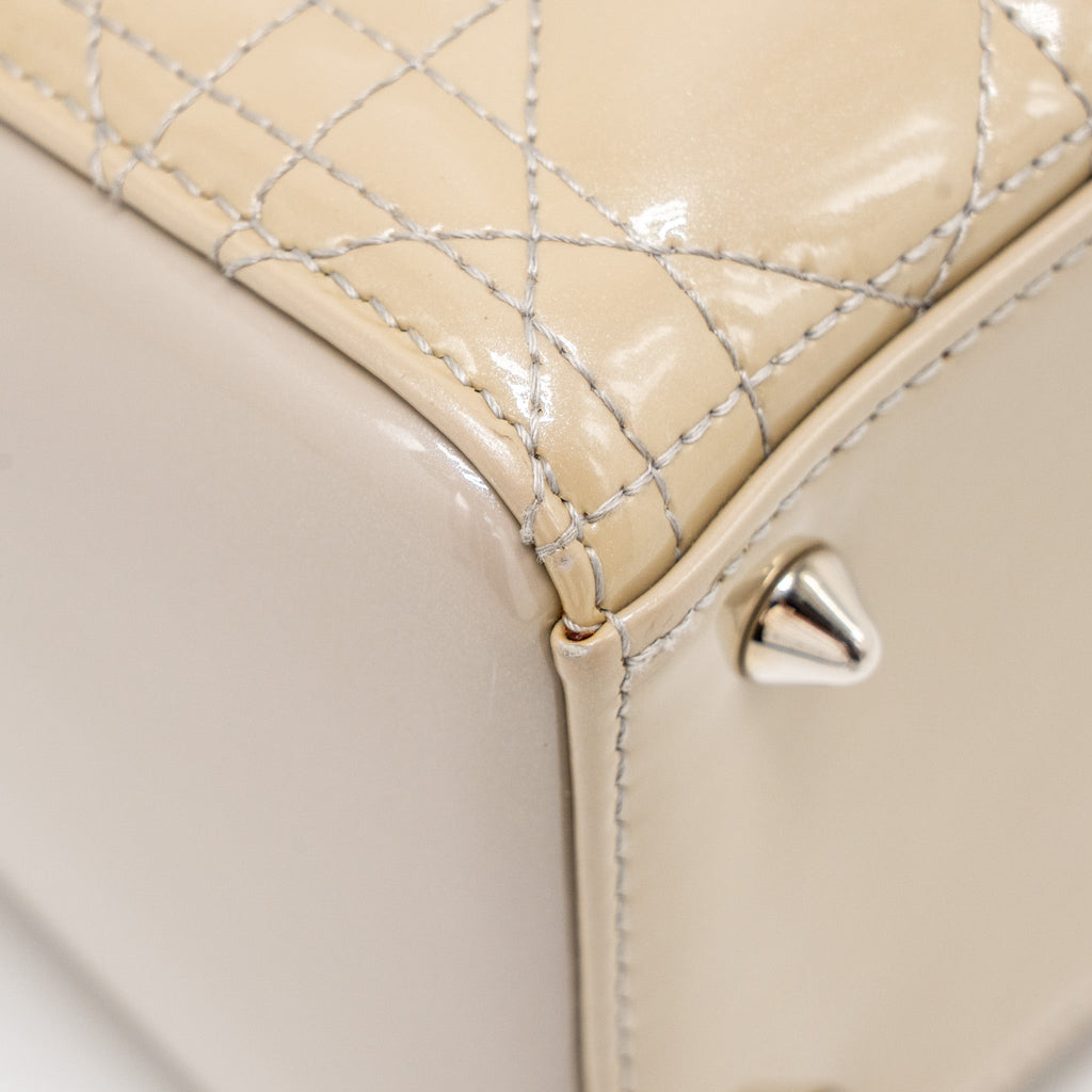 DIOR MEDIUM LADY DIOR PATENT BEIGE SHW