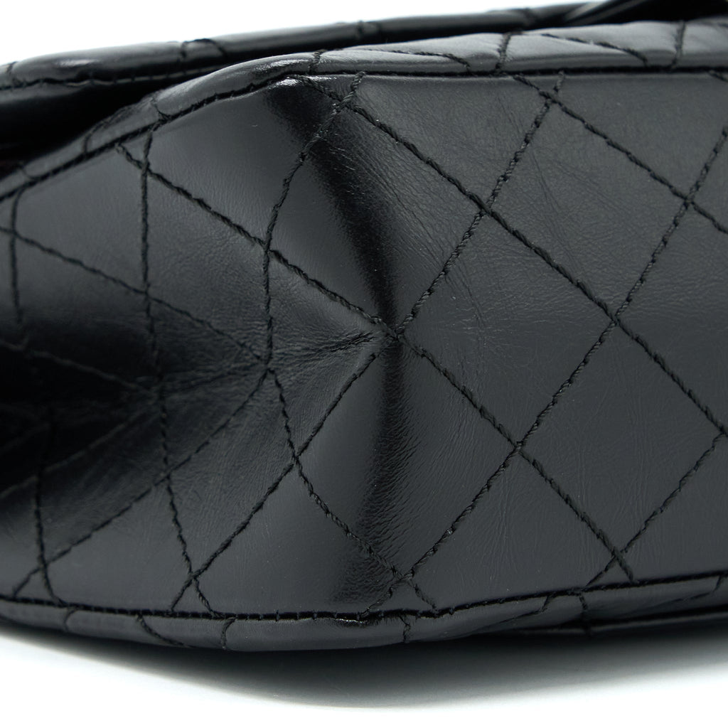 CHANEL 2.55 SMALL REISSUE FLAP BAG AGED CALFSKIN RUTHENIUM SHW (MICROCHIP)