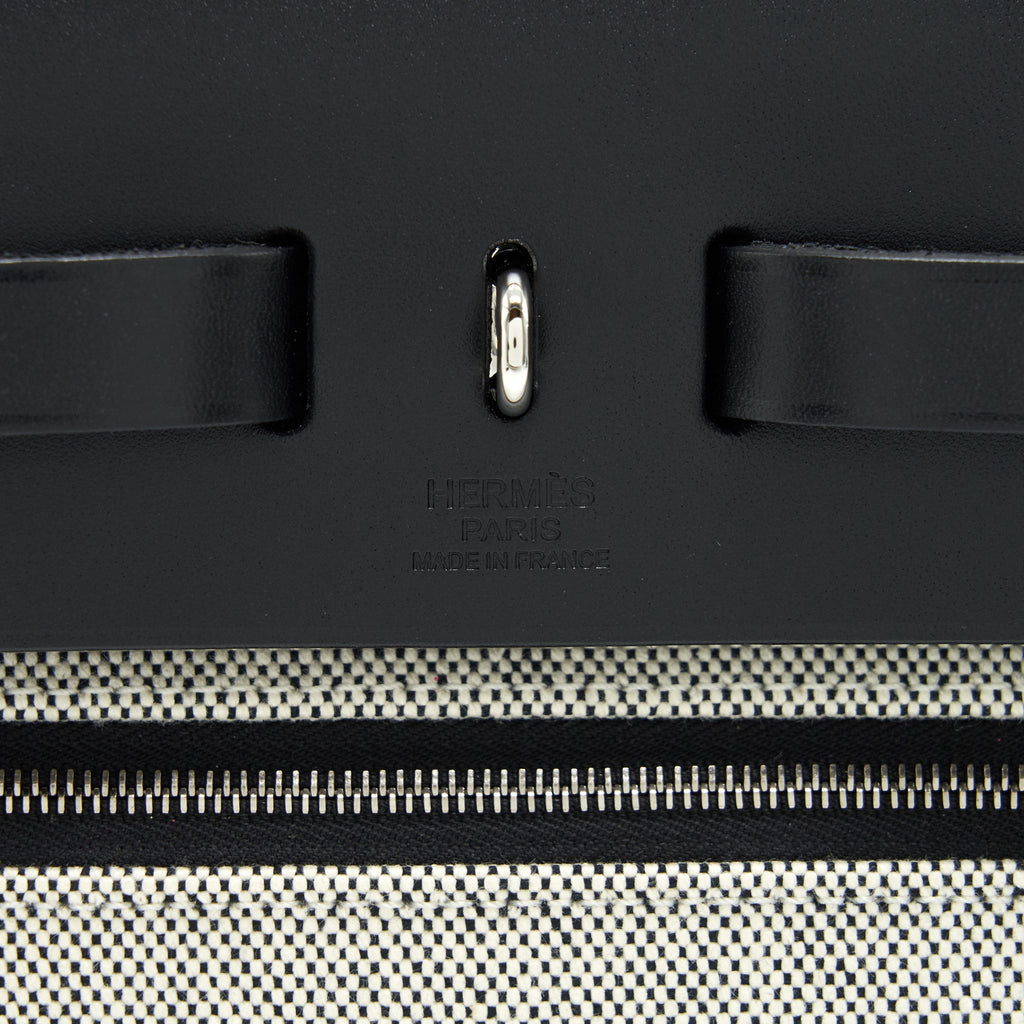 HERMES HERBAG 31 WITH BERLINE CANVAS AND HUNTER IN BLACK