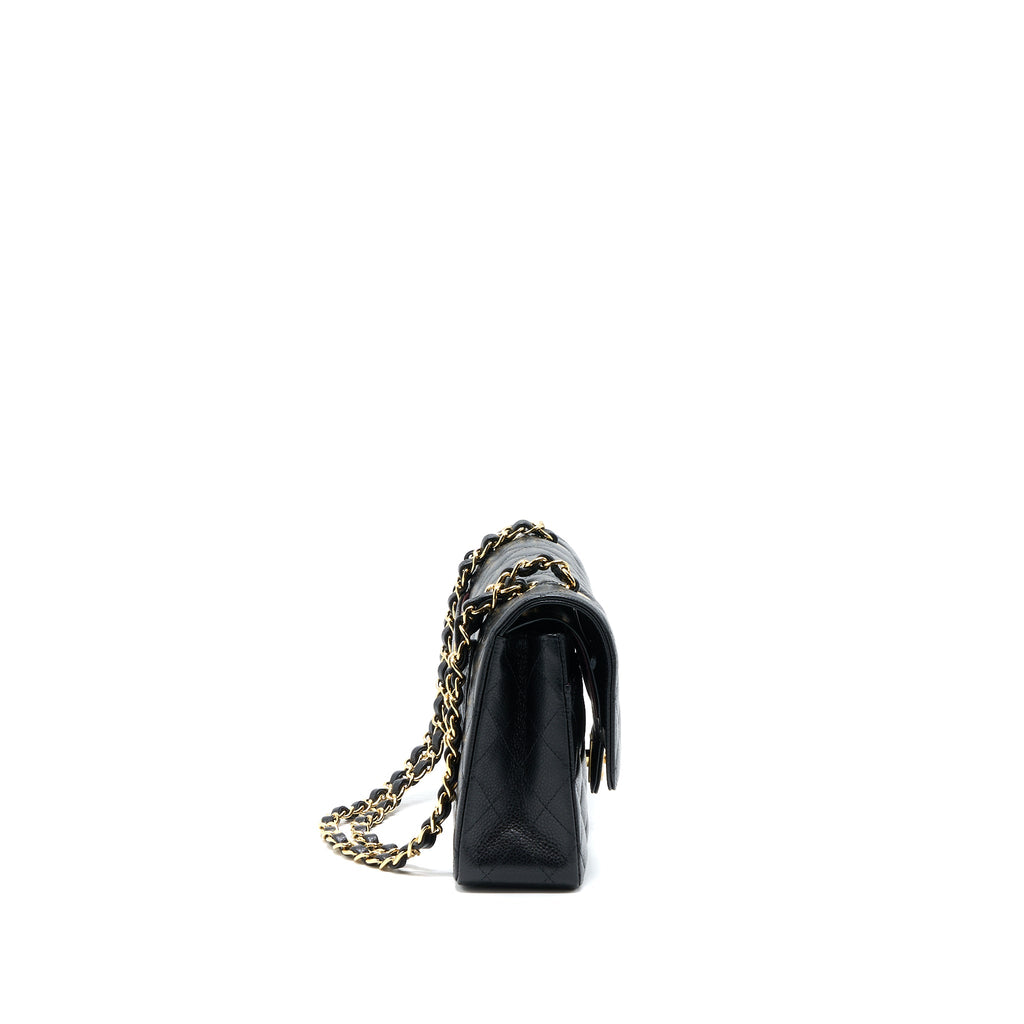 CHANEL MEDIUM CLASSIC DOUBLE FLAP BAG CAVIAR BLACK GHW (MICROCHIP)