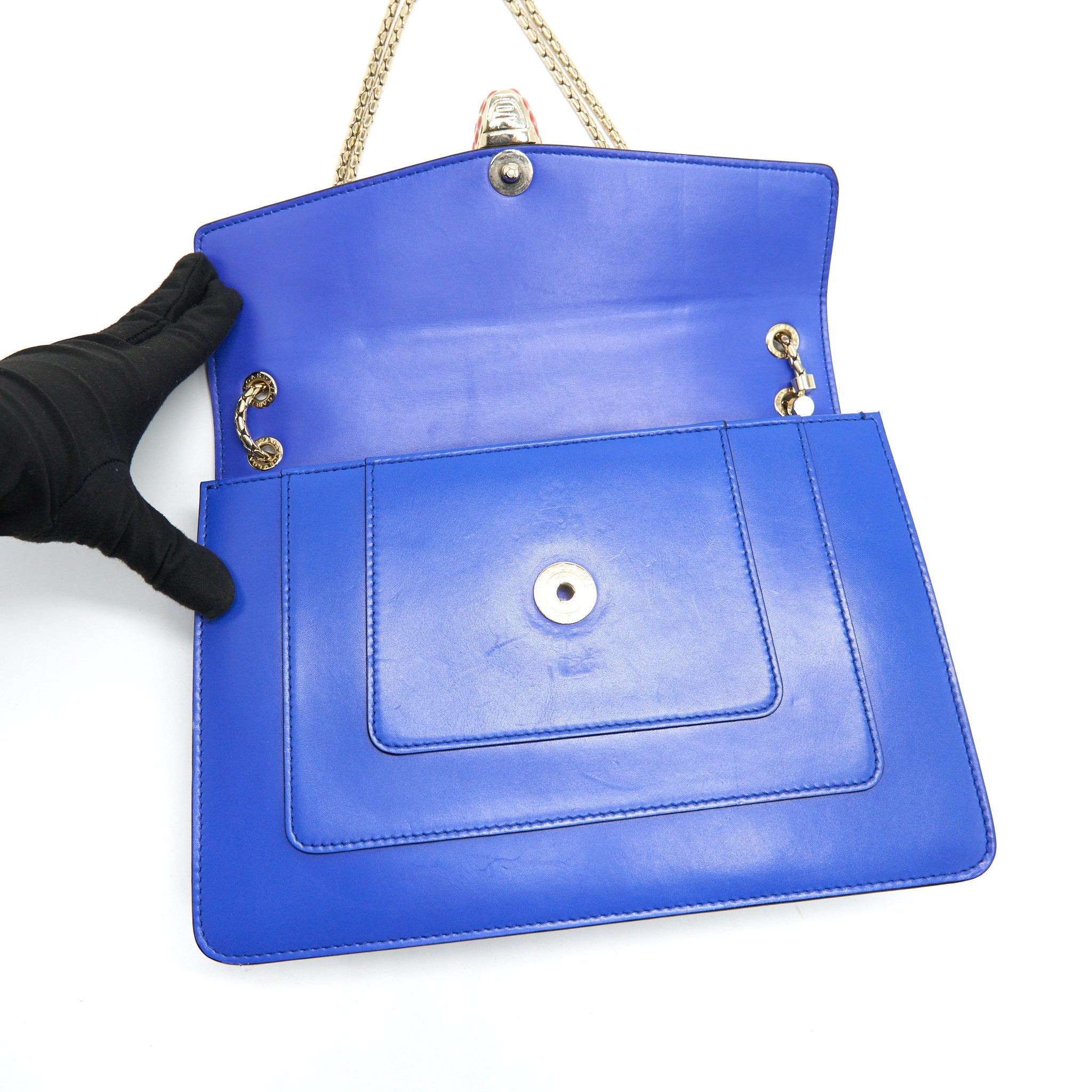 BVLGARI SERPENTI FOREVER SHOULDER BAG IN BLUE GHW