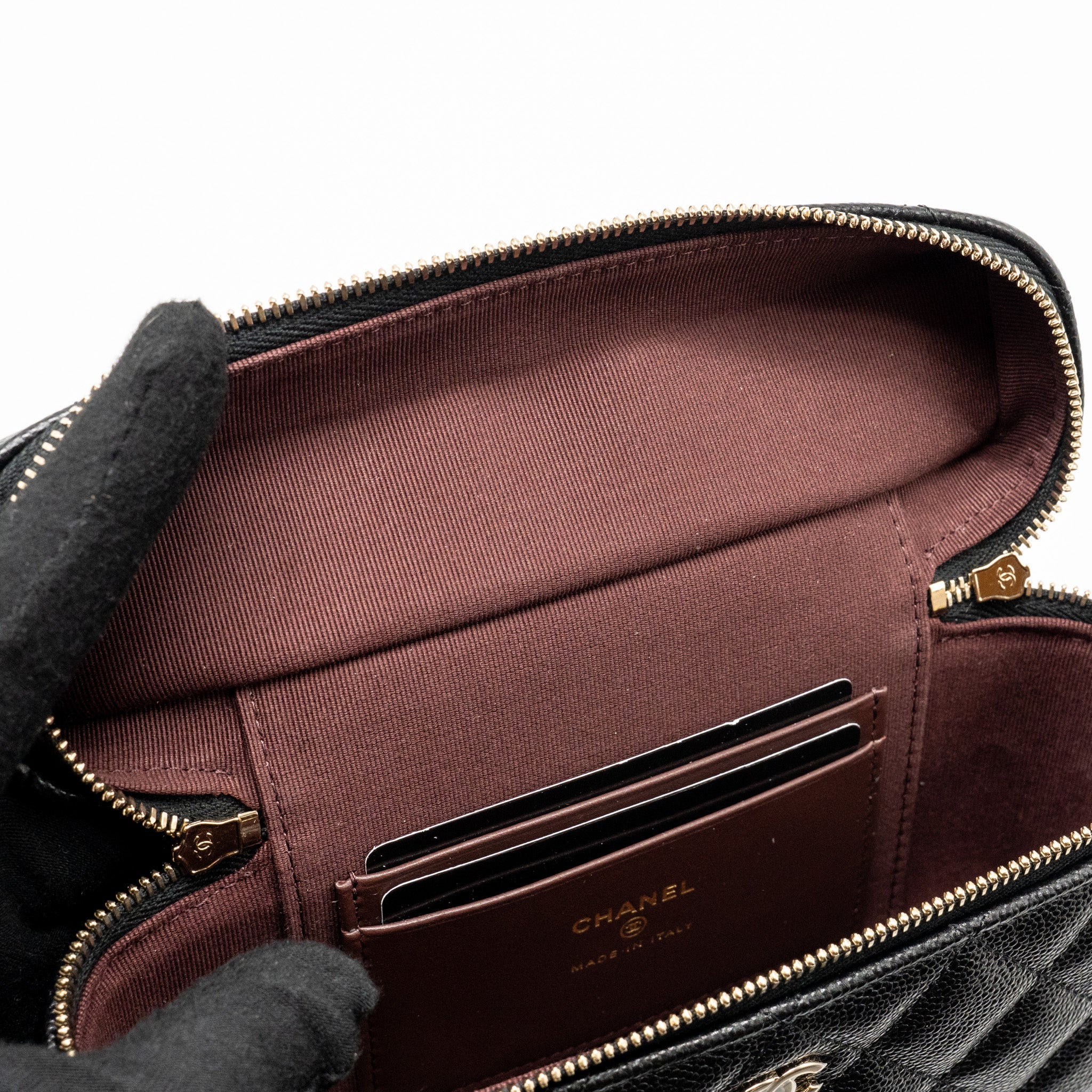 CHANEL 25P CC TOP HANDLE VANITY BAG CAVIAR BLACK LGHW(MICROCHIP)