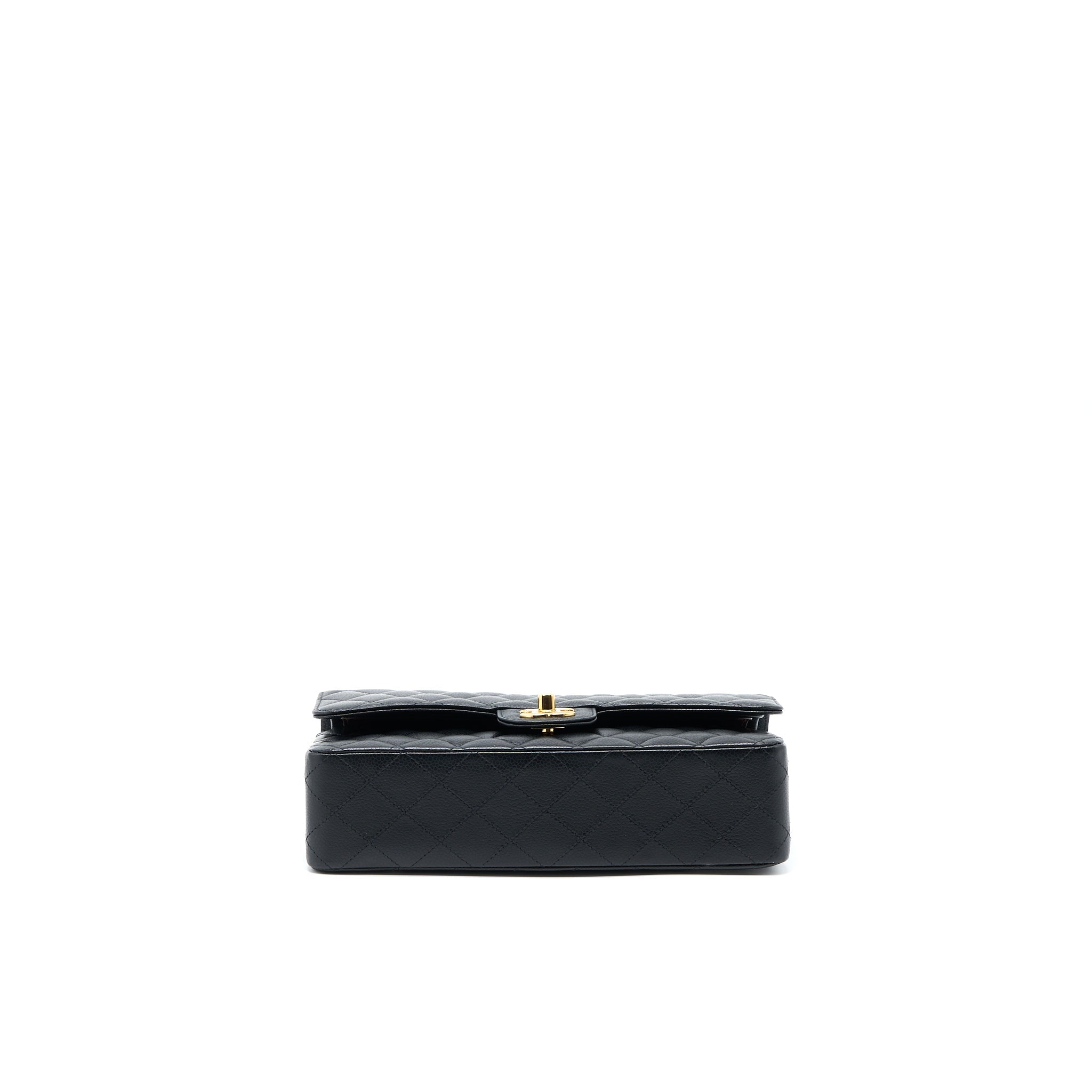 CHANEL MEDIUM CLASSIC DOUBLE FLAP BAG CAVIAR BLACK GHW (MICROCHIP)