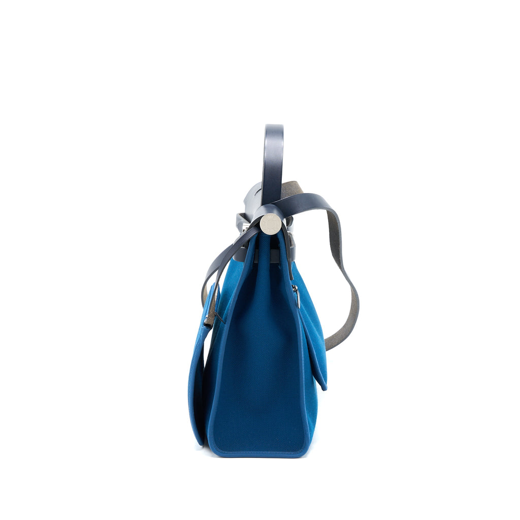 HERMES HERBAG ZIP 31 BAG CANVAS DARK BLUE SHW