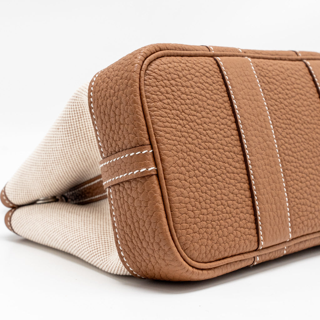 HERMES NEO GARDEN PARTY 23 CANVAS/NEGONDA ECRU-BEIGE/GOLD SHW