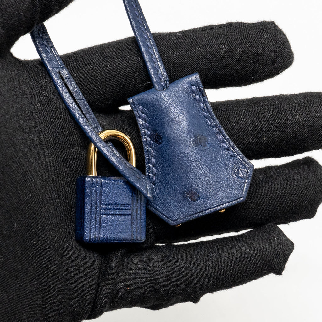 HERMES BIRKIN 30 OSTRICH BLUE IRIS GHW