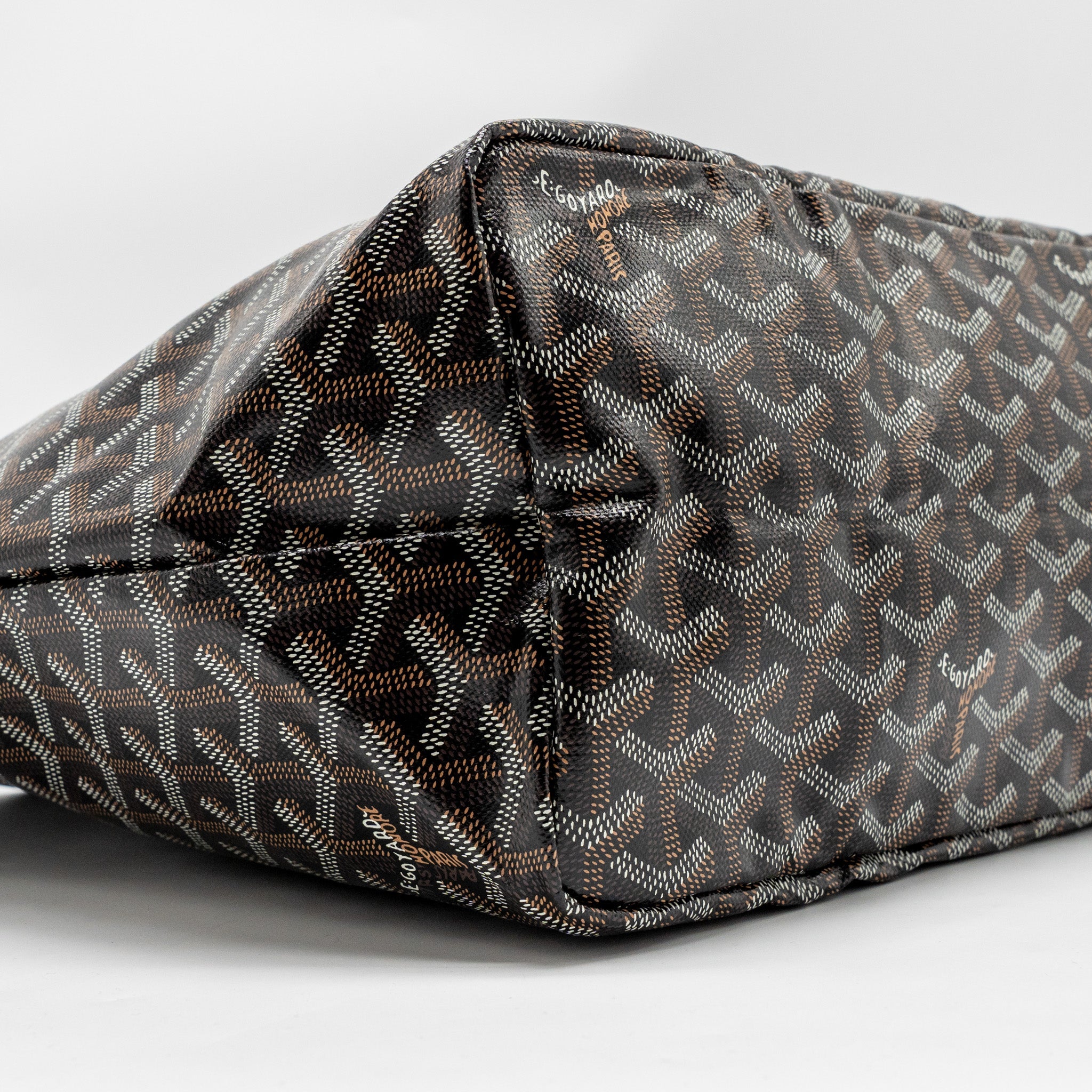 GOYARD SAINT LOUIS PM TOTE BAG GOYARDLINE CANVAS BLACK SHW