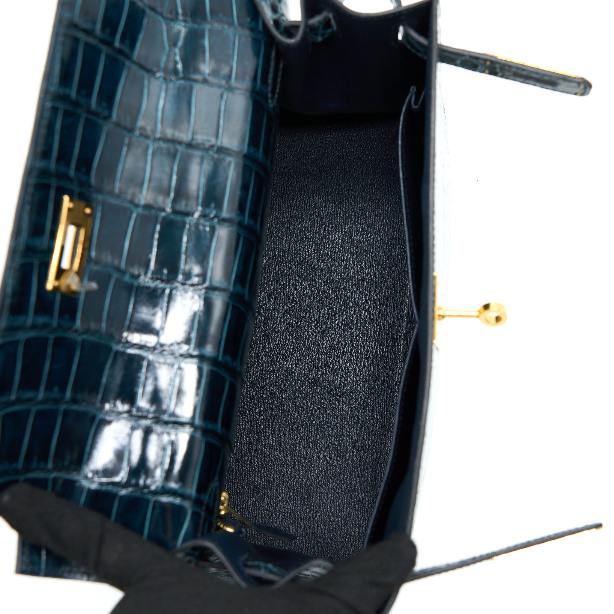 HERMES KELLY 28 CROCODILE POROUS KISSES V0 VERT ROUSSEAU GHW