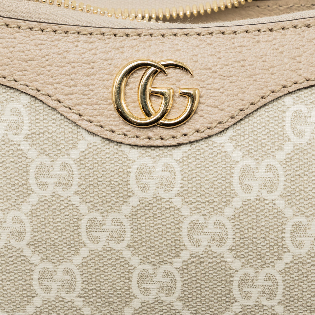 GUCCI OPHIDIA SMALL HANDBAG GG SUPREME CANVAS BEIGE/WHITE GHW