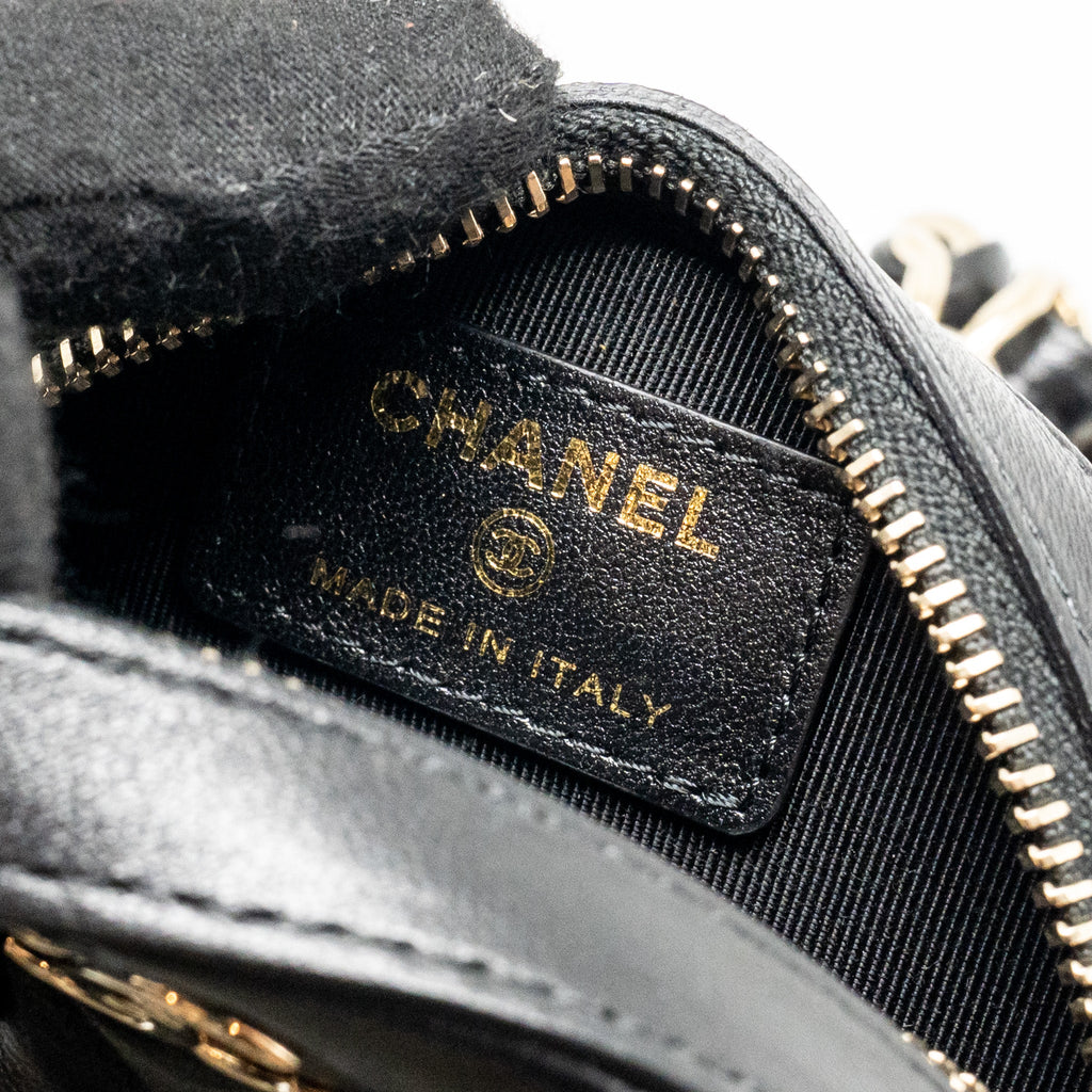 CHANEL 22C ROUND CLUTCH WITH CHAIN LAMBSKIN BLACK LGHW