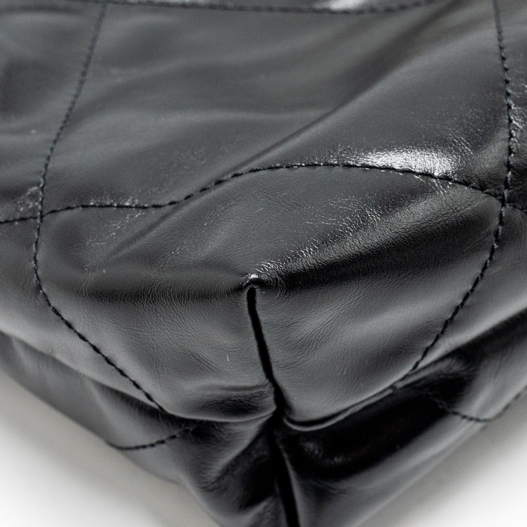 CHANEL SMALL 22 BAG SHINY CALFSKIN BLACK GHW (MICROCHIP)