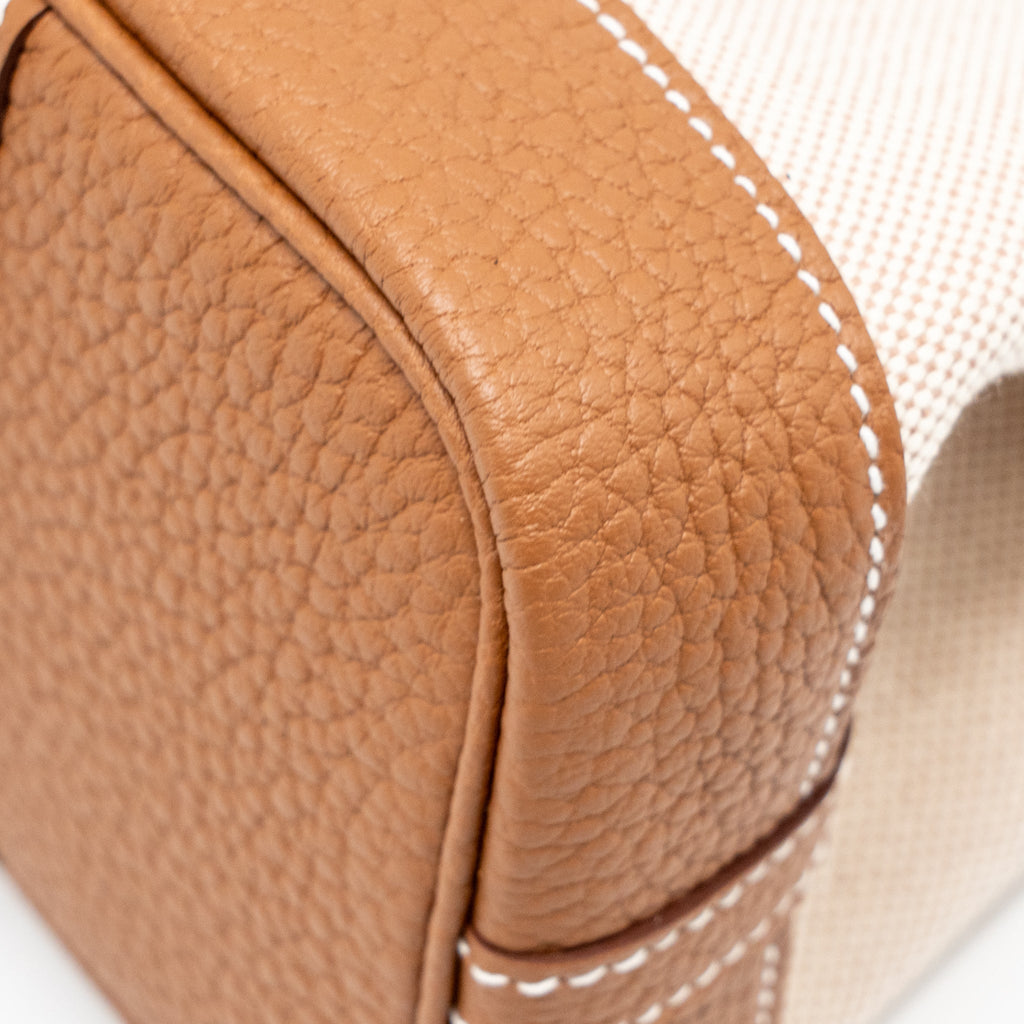 HERMES NEO GARDEN PARTY 23 CANVAS/NEGONDA ECRU-BEIGE/GOLD SHW