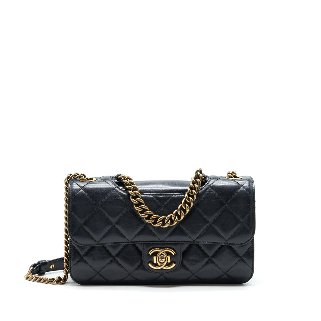 CHANEL PERFECT EDGE FLAP BAG WITH CALFSKIN RUTHENIUM GHW