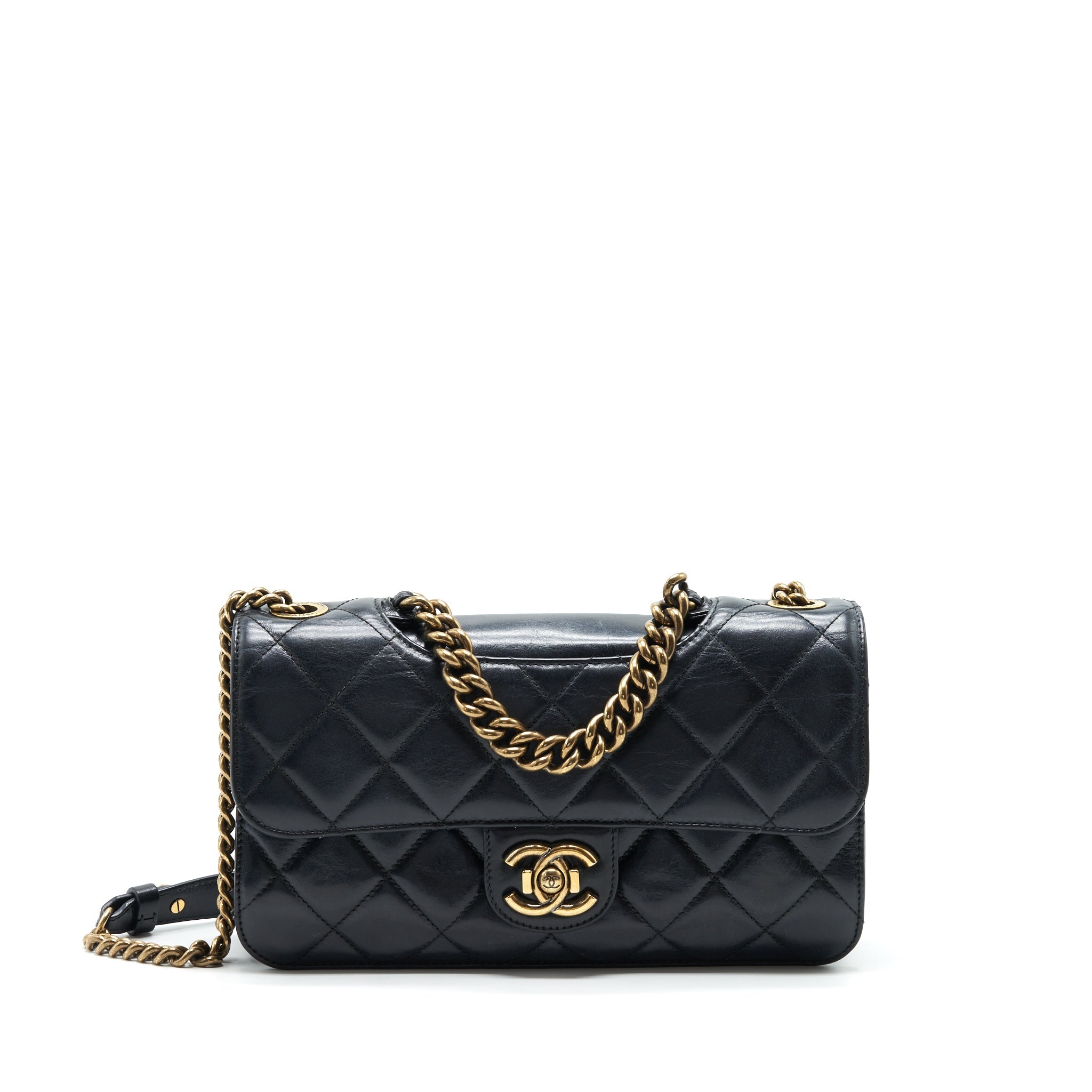 CHANEL PERFECT EDGE FLAP BAG WITH CALFSKIN RUTHENIUM GHW