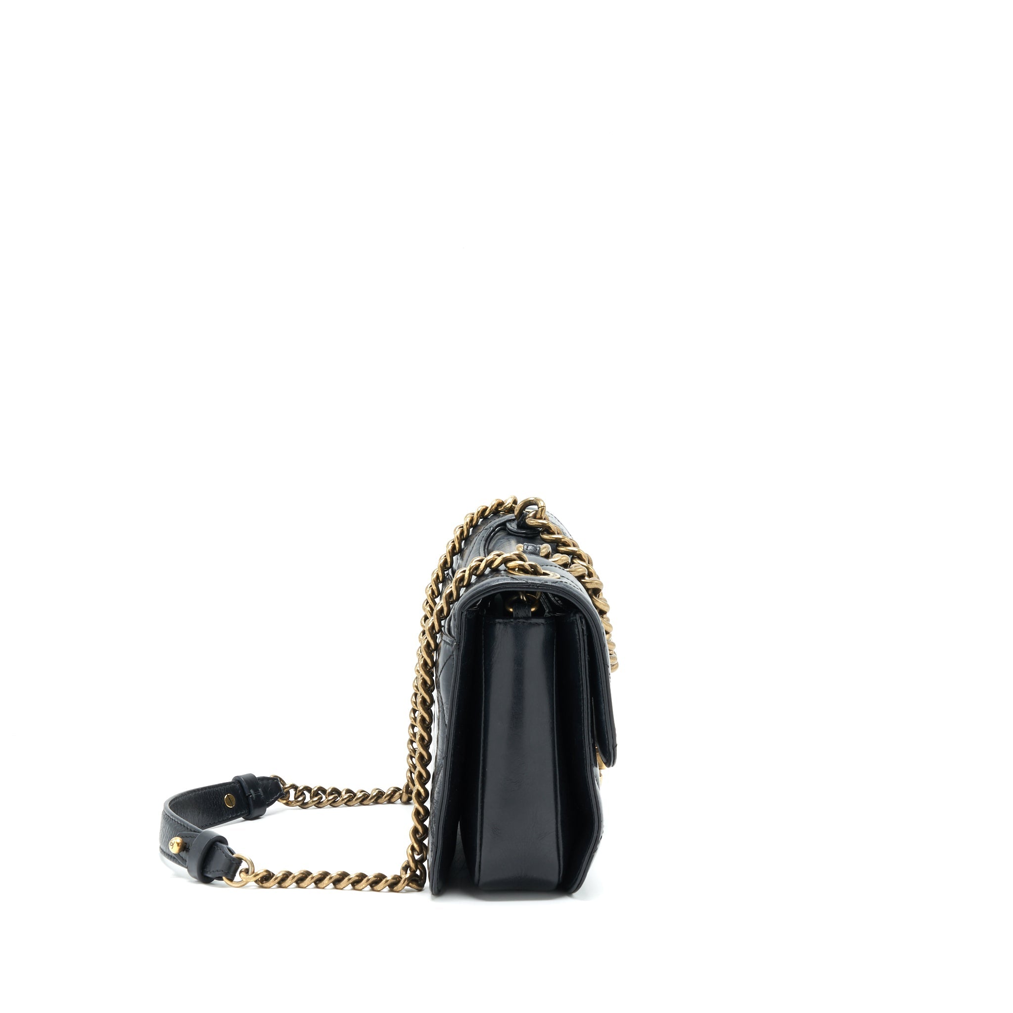 CHANEL PERFECT EDGE FLAP BAG WITH CALFSKIN RUTHENIUM GHW