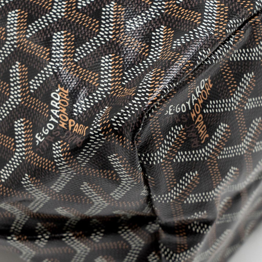 GOYARD SAINT LOUIS PM TOTE BAG GOYARDLINE CANVAS BLACK SHW