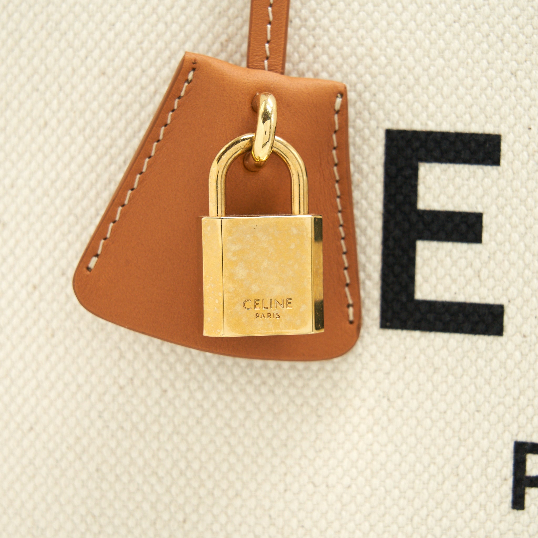 CELINE SMALL VERTICAL CABAS CANVAS WITH CELINE PRINT AND CALFSKIN