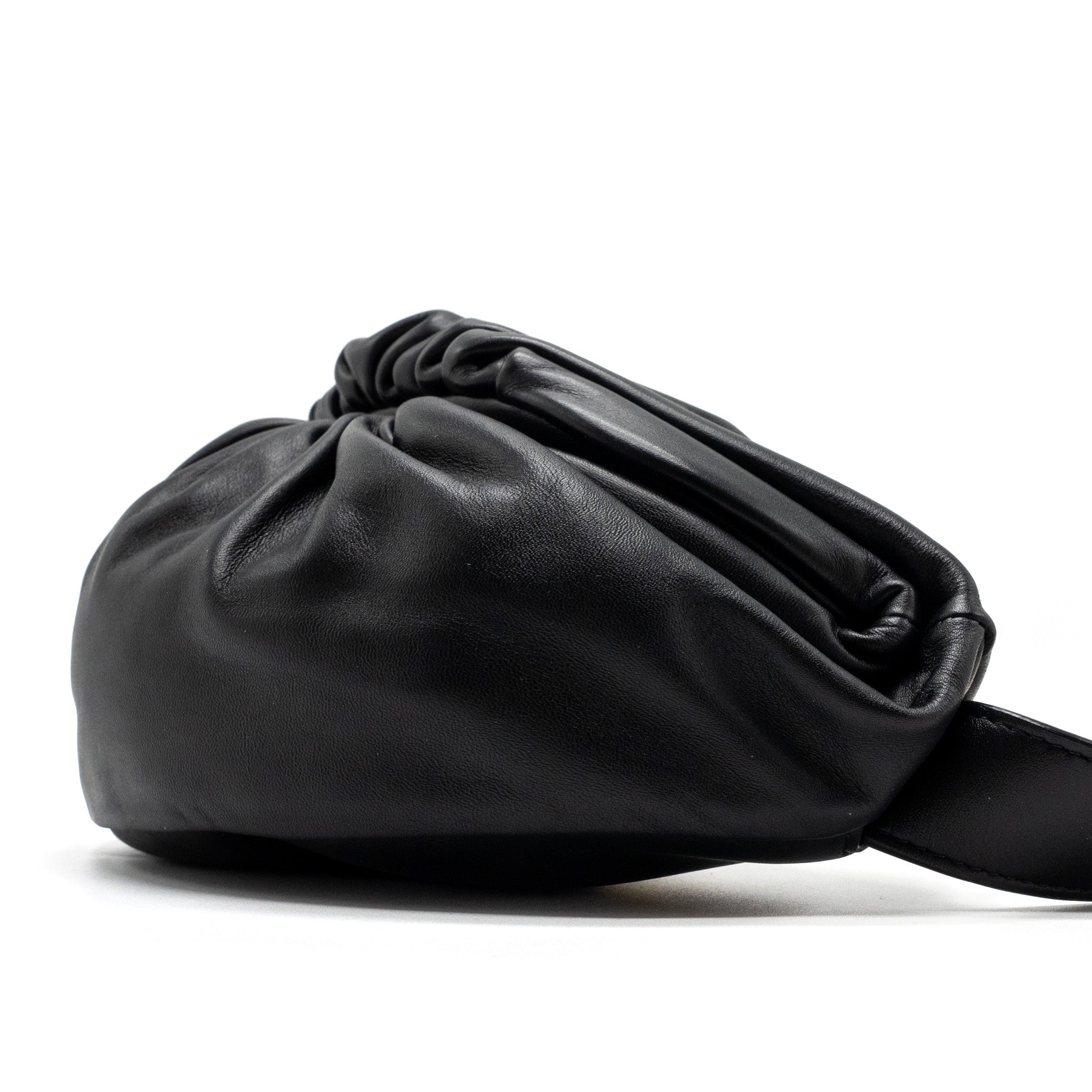 BOTTEGA VENETA THE MINI POUCH BELT BAG CALFSKIN BLACK GHW
