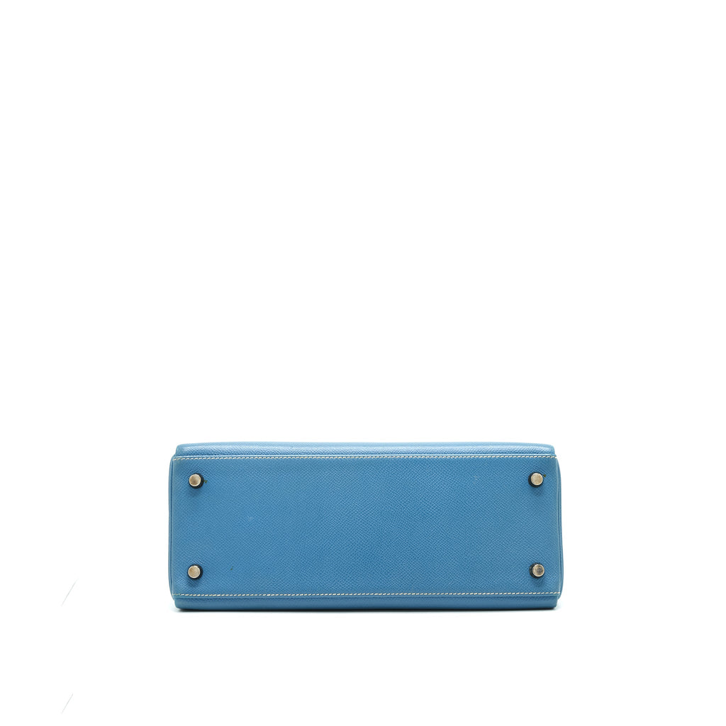 HERMES VINTAGE KELLY 28 BLUE JEAN EPSOM IN SHW