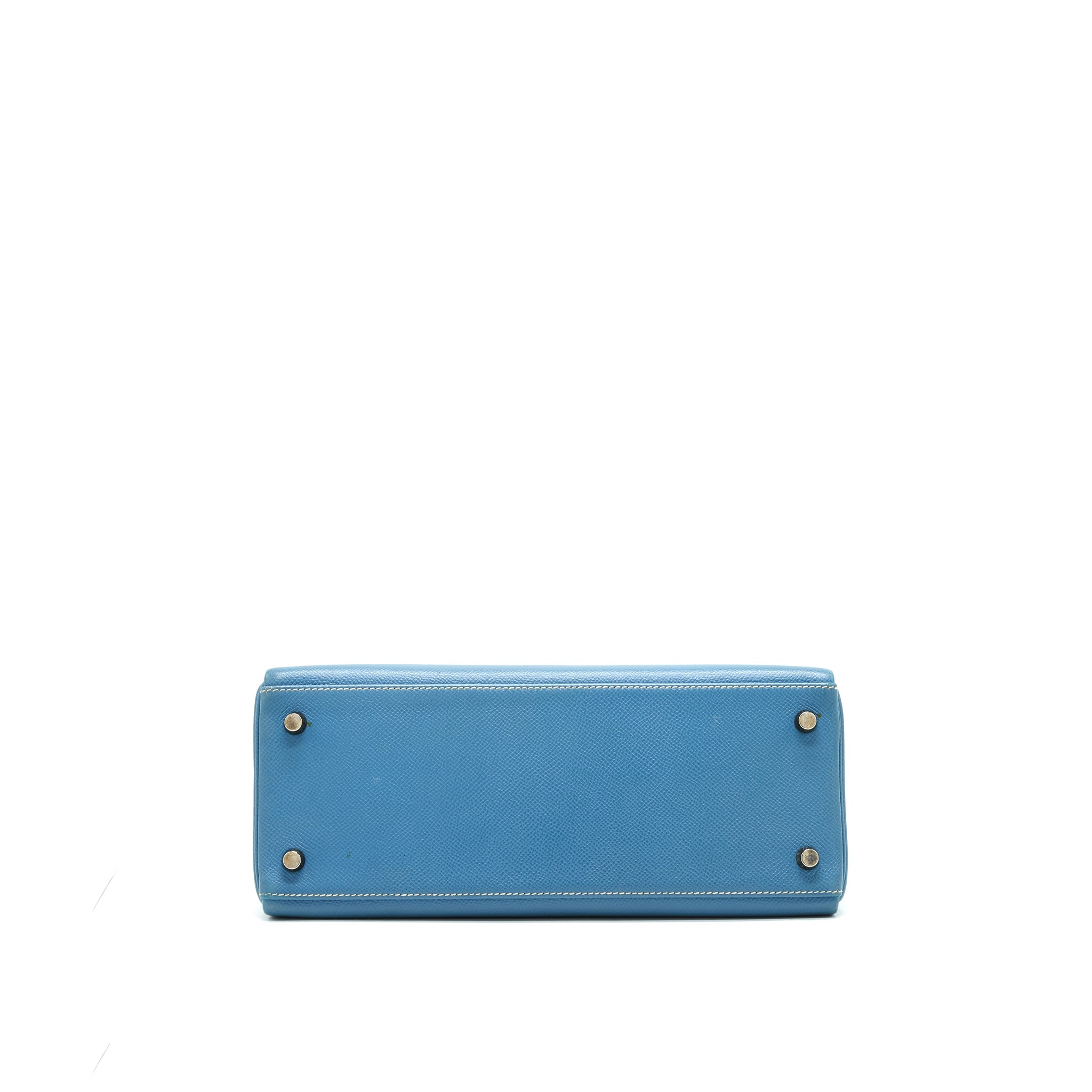 HERMES VINTAGE KELLY 28 BLUE JEAN EPSOM IN SHW