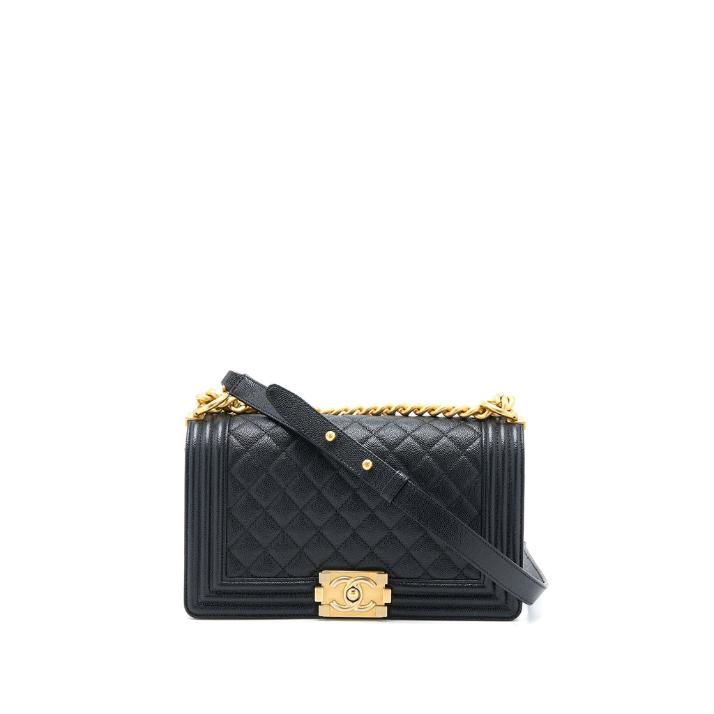 CHANEL MEDIUM BOY BAG CAVIAR BLACK GHW